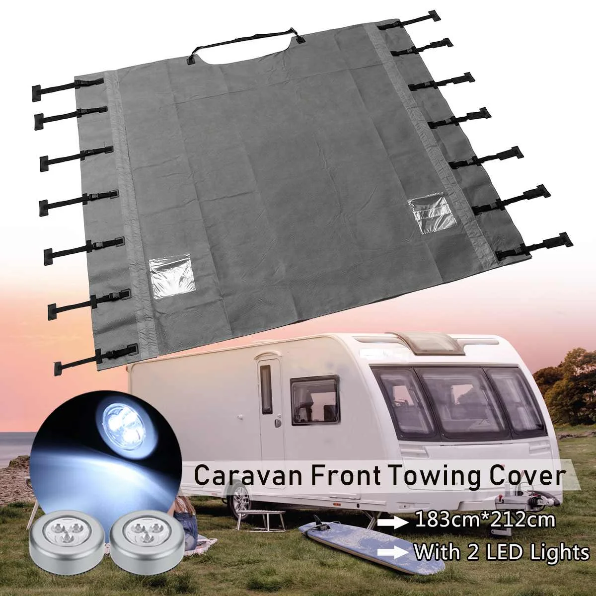 Universal Caravan Front Towing Cover Waterproof Dustproof with LED Lights for RV Motorhome
Universal Caravan Front Towing Cover Waterproof Dustproof with LED Lights for RV Motorhome