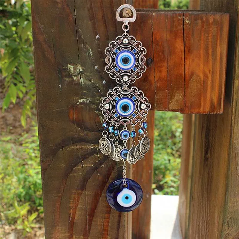 Vintage Turkish Blue Evil Eyes Amulet Wall Protection Hanging 23x4cm Lucky Pendant Wind Chimes Hanging Garden Home Decorations
Vintage Turkish Blue Evil Eyes Amulet Wall Protection Hanging 23x4cm Lucky Pendant Wind Chimes Hanging Garden Home Decorations