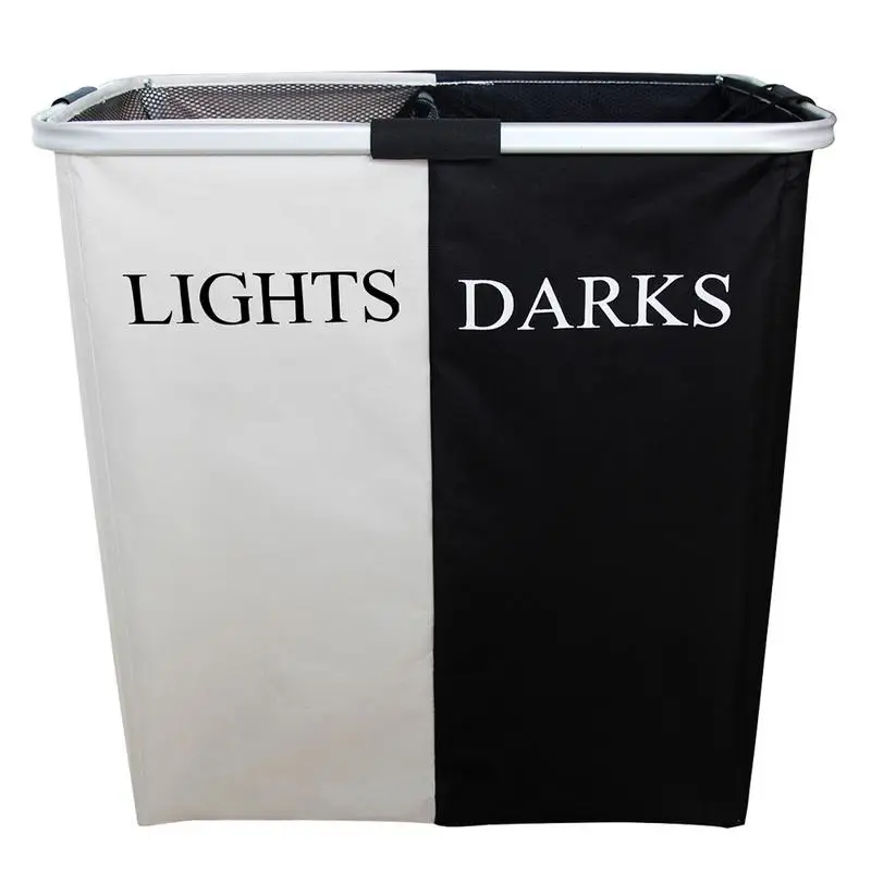 Medium-sized Double Compartments Black And White Laundry Hamper For Dirty Clothes Folding Oxford Cloth Fabric Storage Basket 
Medium-sized Double Compartments Black And White Laundry Hamper For Dirty Clothes Folding Oxford Cloth Fabric Storage Basket
