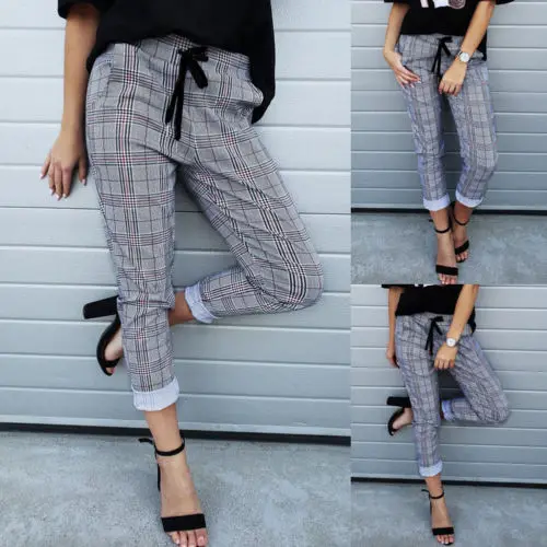 Fashion Newly Women High Waist Casual Drawstring Elastic Slim Chic Plaid Checked Pants Ladies Pencil Trousers
Fashion Newly Women High Waist Casual Drawstring Elastic Slim Chic Plaid Checked Pants Ladies Pencil Trousers