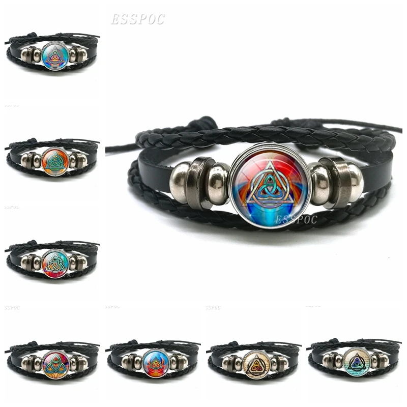 Triquetra Glass Cabochon Dome Leather Button Woven Bracelet Germanic Paganism Celtics Jewelry Multi Layer Braided Bracelet Gift
Triquetra Glass Cabochon Dome Leather Button Woven Bracelet Germanic Paganism Celtics Jewelry Multi Layer Braided Bracelet Gift