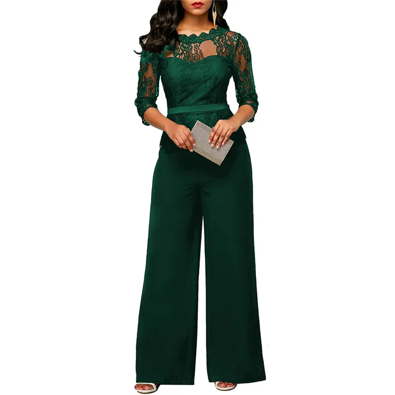 New Lace Jumpsuits for women 2019 Autumn Sexy High Waist Palazzo 3/4 Sleeve One Piece Clubwear Rompers with Long Wide Leg Pants
New Lace Jumpsuits for women 2019 Autumn Sexy High Waist Palazzo 3/4 Sleeve One Piece Clubwear Rompers with Long Wide Leg Pants