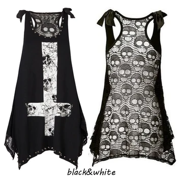 Wipalo Fashion Skull Print Loose Lace Patchwork Bandages Casual Sleeveless Tops Tank Tops T-Shirt Women Tops S-5XL
Wipalo Fashion Skull Print Loose Lace Patchwork Bandages Casual Sleeveless Tops Tank Tops T-Shirt Women Tops S-5XL