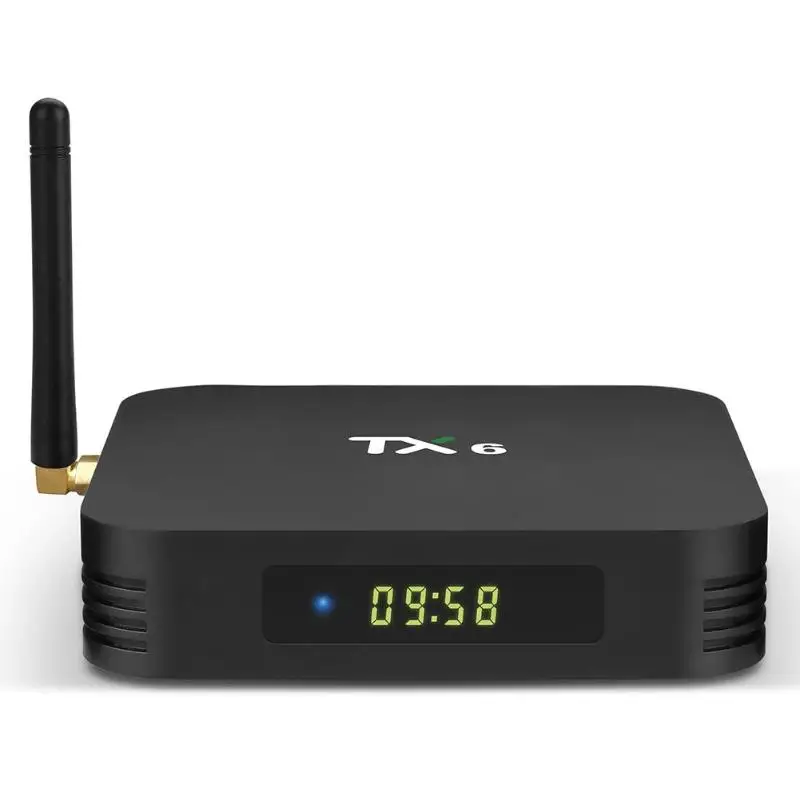 TX6 TV Box android 9 Allwinner H6 4GB DDR3 32GB/64GB EMMC 2.4GHz 5GHz WiFi BT4.1 Support 4K H.265 Bluetooth 4.0 WIFI
TX6 TV Box android 9 Allwinner H6 4GB DDR3 32GB/64GB EMMC 2.4GHz 5GHz WiFi BT4.1 Support 4K H.265 Bluetooth 4.0 WIFI
