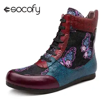 Socofy Splicing Genuine Leather Boots Women Shoes Woman Zipper Casual High Top Sneakers Vintage Winter Ankle Boots Botas Mujer
Socofy Splicing Genuine Leather Boots Women Shoes Woman Zipper Casual High Top Sneakers Vintage Winter Ankle Boots Botas Mujer