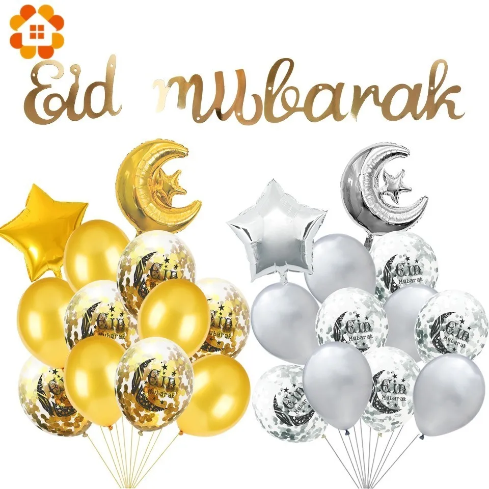 1Set EID MUBARAK Balloons Gold Silver Helium Confetti Ballon For Muslim EID Air Ball Ramadan Festival Party Decoration Supplies
1Set EID MUBARAK Balloons Gold Silver Helium Confetti Ballon For Muslim EID Air Ball Ramadan Festival Party Decoration Supplies