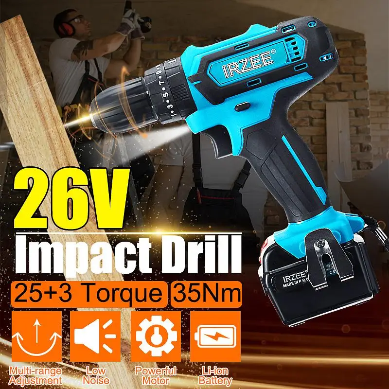Newest 26V Electric Screwdriver Cordless Drill Impact Drill LED Light Power Driver Lithium-Ion Battery 35Nm 2-Speed Power Tools
Newest 26V Electric Screwdriver Cordless Drill Impact Drill LED Light Power Driver Lithium-Ion Battery 35Nm 2-Speed Power Tools