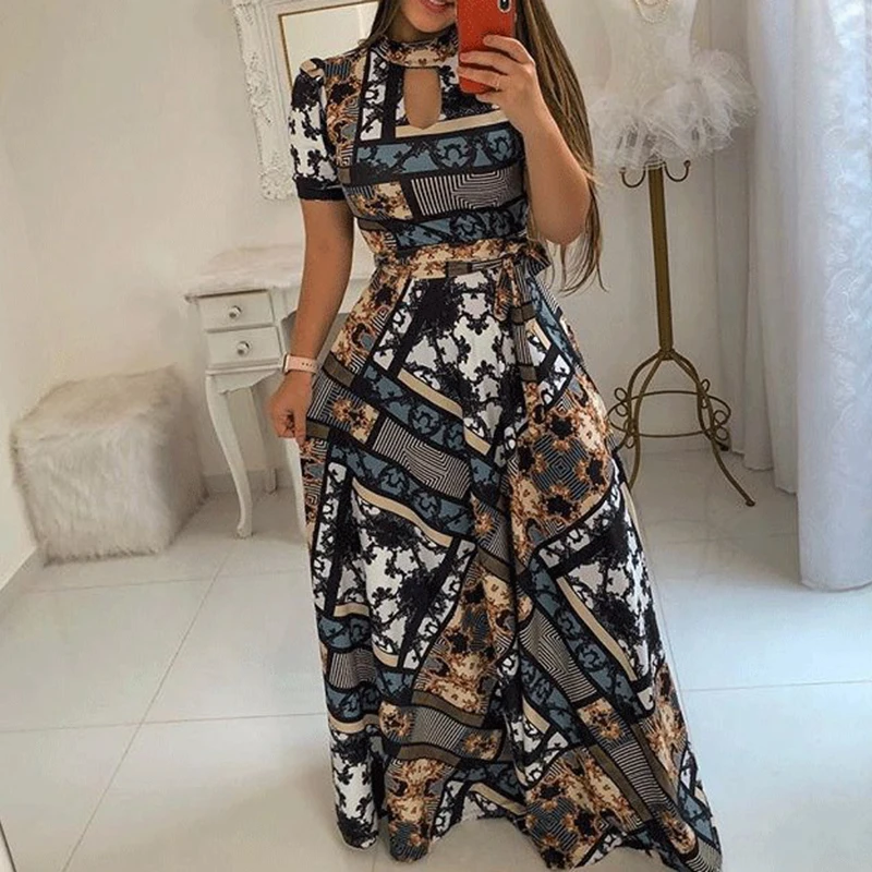Women Elegant Dress Sexy Fashion Boho Print Large Swing A-line Style Summer Vacation Ladies Party Cocktail Beach Long Dress
Women Elegant Dress Sexy Fashion Boho Print Large Swing A-line Style Summer Vacation Ladies Party Cocktail Beach Long Dress