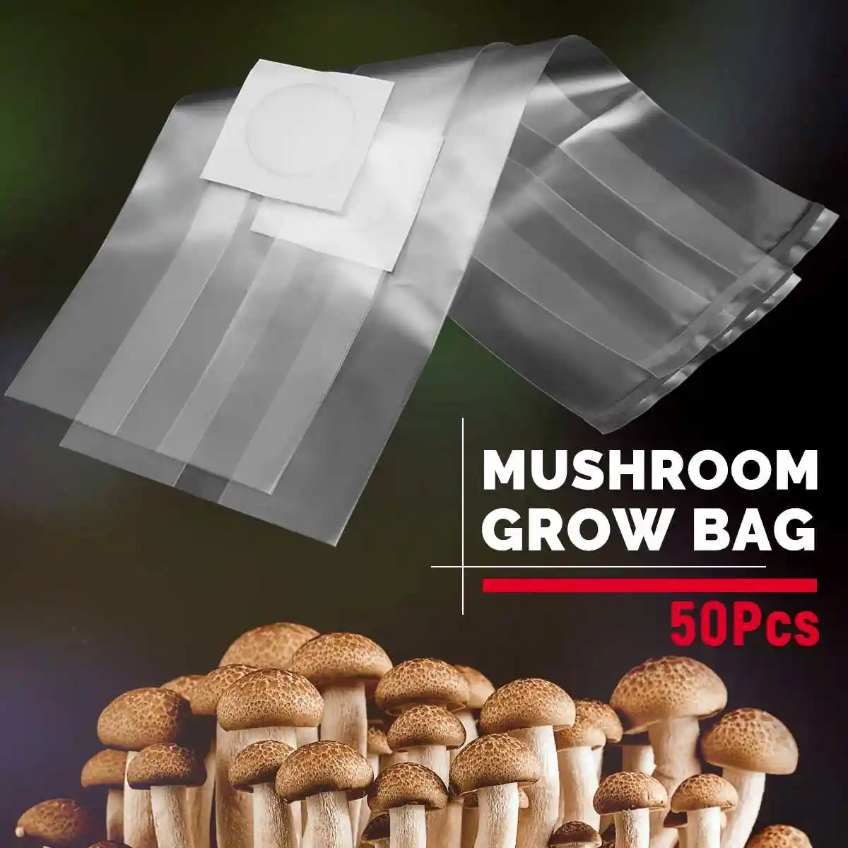 CHIMAKA 50Pcs 200x450x0.06mm PVC Mushroom Grow Seedling Bags Substrate Alta temperatura Pre sellable Nuevos accesorios de bricolaje
