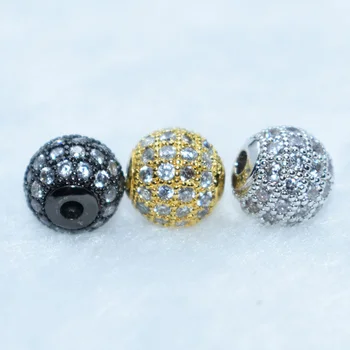 

8mm Zircon Gemstones Pave Round Ball Bracelet Connector Charm Beads For Diy Craft Supplies