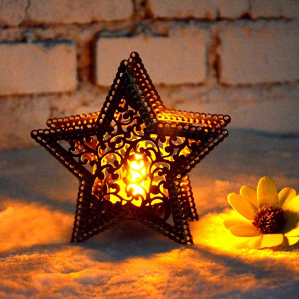 

Pentagram Minimalist Moroccan Candle Holder Candlestick Lantern Bridal Decoration Supplies Candlesticks for Home Bar Decor