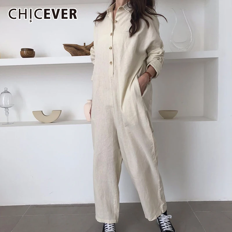 CHICEVER Autumn Jumpsuit For Women Lapel Long Sleeve Casual Loose Wide Leg Jumpsuits Female Fashion Clothing Tide 2019
CHICEVER Autumn Jumpsuit For Women Lapel Long Sleeve Casual Loose Wide Leg Jumpsuits Female Fashion Clothing Tide 2019