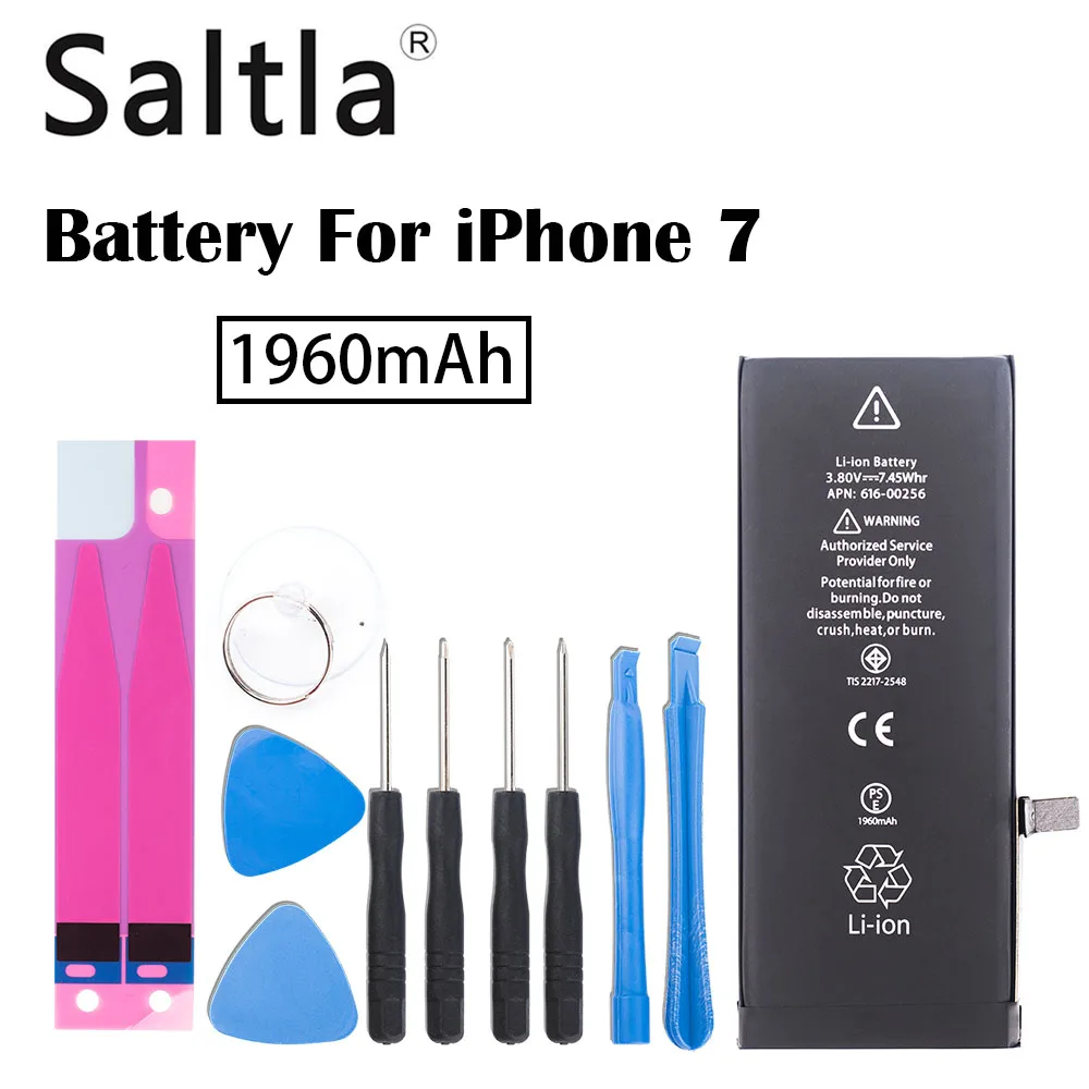 100% Original Saltla Battery For iPhone 7 Real Capacity 1960mAh New 7G Mobile Phone Replacement Battery with Repair Tools Kit
100% Original Saltla Battery For iPhone 7 Real Capacity 1960mAh New 7G Mobile Phone Replacement Battery with Repair Tools Kit