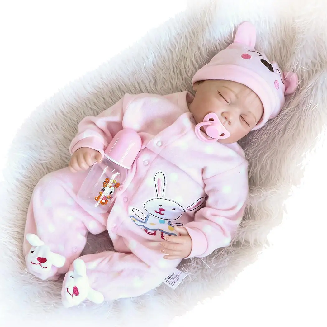 

Kids 4Years Realistic Closed Collectibles Girl Reborn Silicone Clothes Unisex Playmate Eyes 2 With Soft Doll Baby Gift