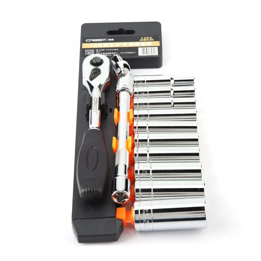 13pcs 3/8" Ratchet Wrench Long Socket Set Quick Release CR-V Hand Repair Tool Kit 9.5mm Tool Parts Set
13pcs 3/8" Ratchet Wrench Long Socket Set Quick Release CR-V Hand Repair Tool Kit 9.5mm Tool Parts Set