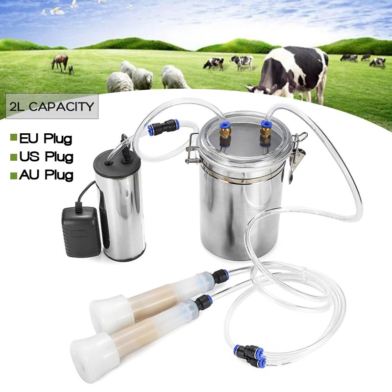 2L Portable Electric Milking Machine Vacuum Pump For Farm Cow Sheep Goat Milker