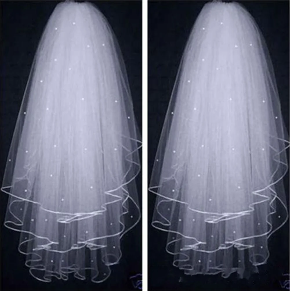 3 Layer Beading Wedding Veil Short Tulle With Comb Handmade Noble White Bridal Veils Velos De Novia
3 Layer Beading Wedding Veil Short Tulle With Comb Handmade Noble White Bridal Veils Velos De Novia
