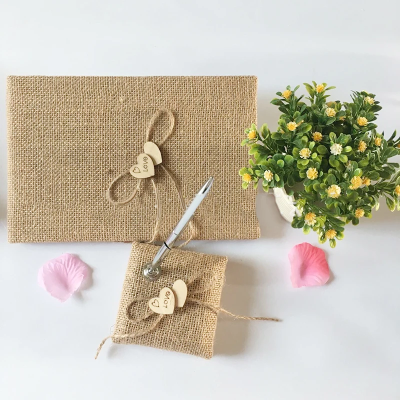 Wedding Decoration Wedding Party Lace Linen Wood Guest Books + Pen + Pen Holder Set
Wedding Decoration Wedding Party Lace Linen Wood Guest Books + Pen + Pen Holder Set