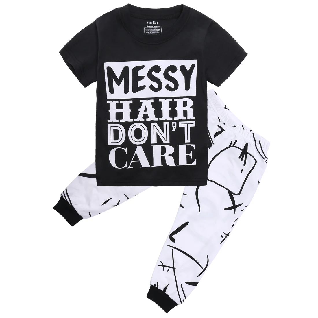 2 pieces Messy Hair Don't Care Print Short-sleeve t-shirt and Pant Set For Toddler Girl Summer Clothes
2 pieces Messy Hair Don't Care Print Short-sleeve t-shirt and Pant Set For Toddler Girl Summer Clothes