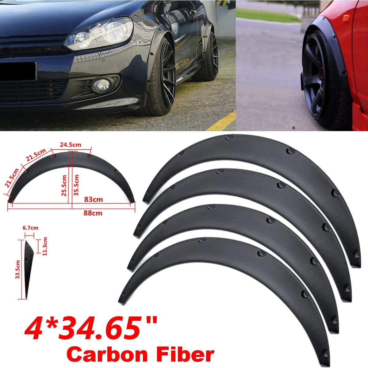 88cm/34.65" 4Pcs Universal Flexible Car Body FOR Fender Flares Extension Wide Wheel Arches Car Mudguards for SUVs Car
88cm/34.65" 4Pcs Universal Flexible Car Body FOR Fender Flares Extension Wide Wheel Arches Car Mudguards for SUVs Car