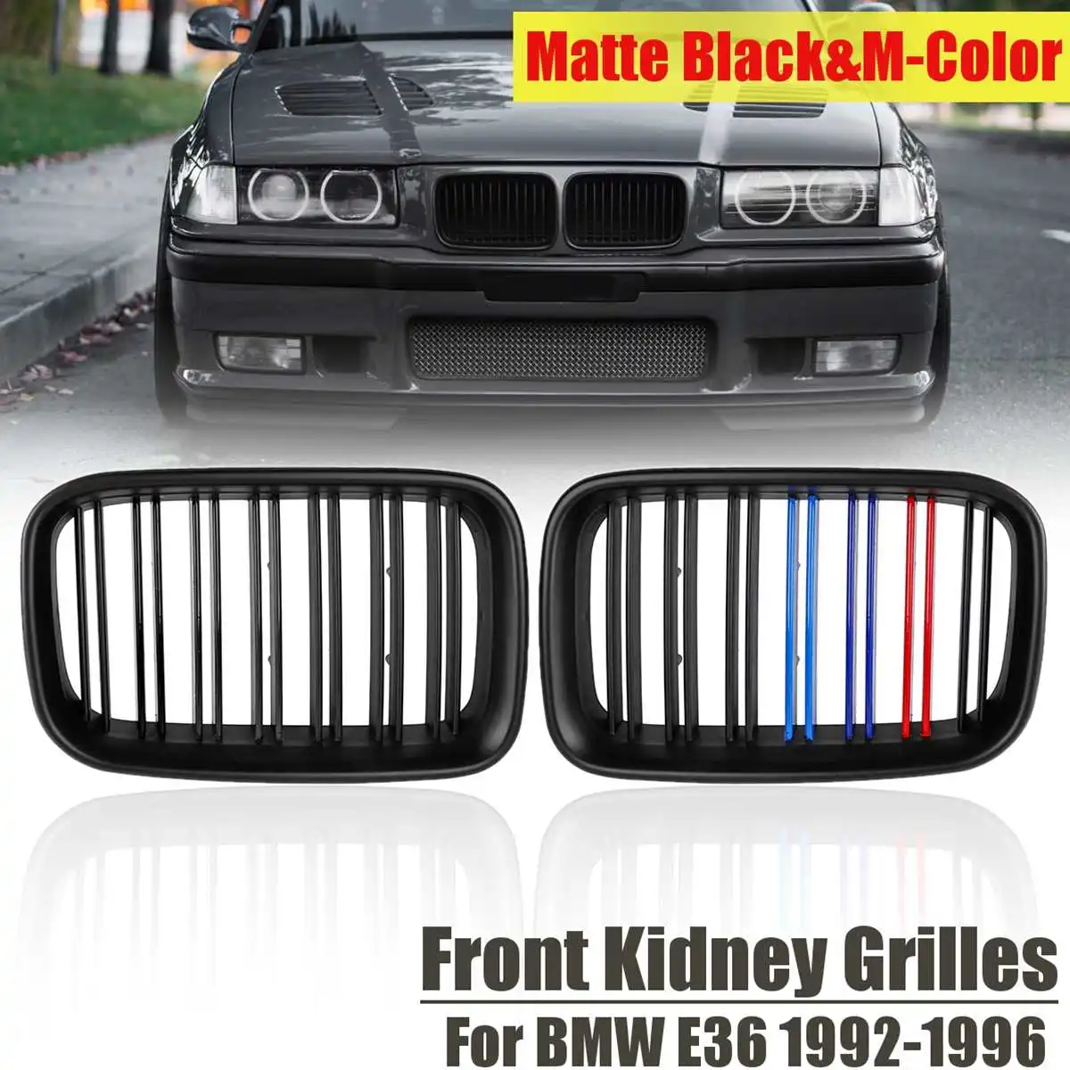 Pair M-Color & Matte Black ABS Front Kidney Grilles Dual Bar For BMW E36 1992 1993 1994 1995 1996 51138122237 51138122238
Pair M-Color & Matte Black ABS Front Kidney Grilles Dual Bar For BMW E36 1992 1993 1994 1995 1996 51138122237 51138122238