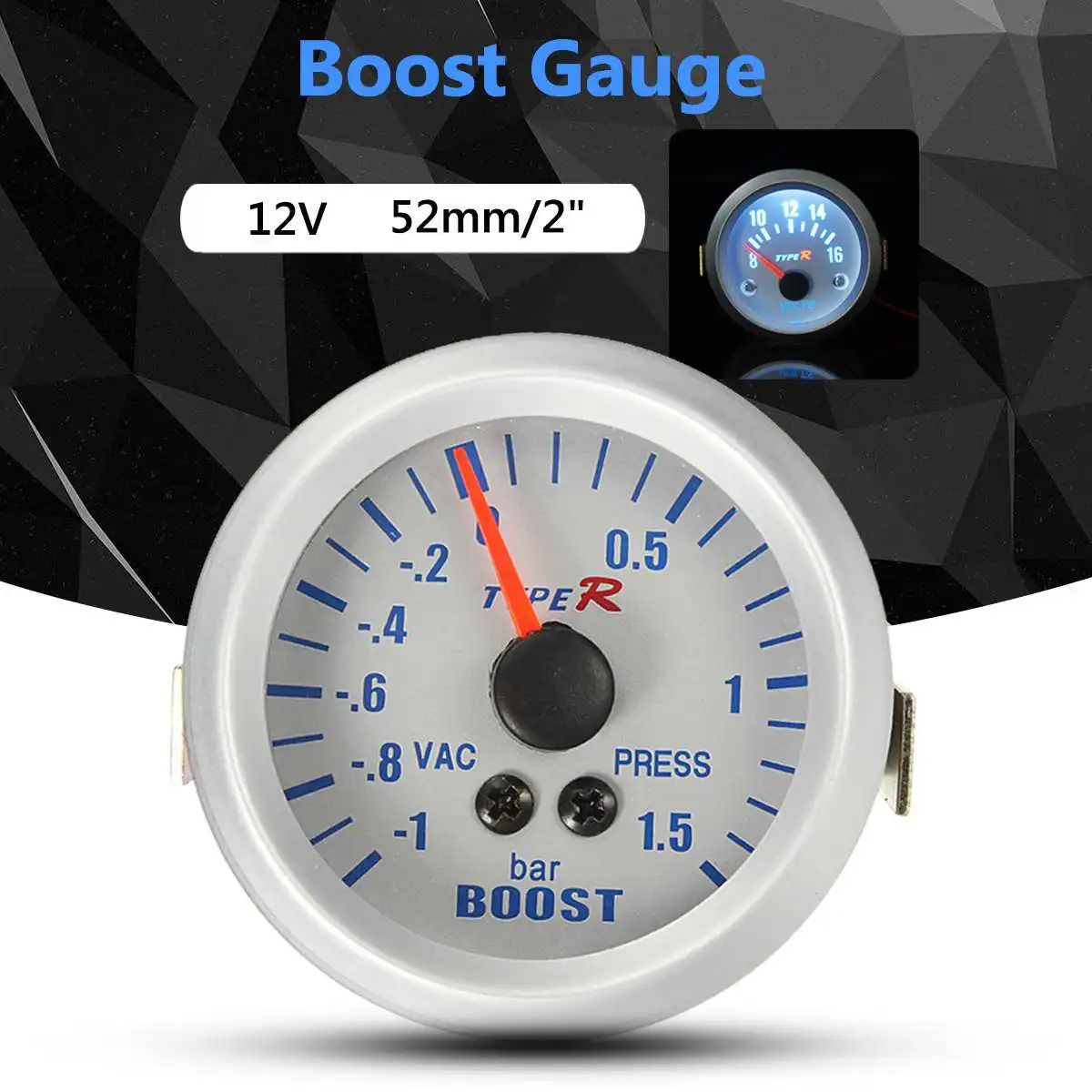 2 inch 52mm White Blue Phantom for Pointer Turbo Boost Vacuum Meter Gauge -1 1.5 BAR 12V
2 inch 52mm White Blue Phantom for Pointer Turbo Boost Vacuum Meter Gauge -1 1.5 BAR 12V