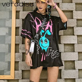 Vefadisa Cartoon Printing T Shirt Dress Women Black Short Sleeve T Shirt Loose Mini Dress O-Neck Pullover Tops ZLD819
Vefadisa Cartoon Printing T Shirt Dress Women Black Short Sleeve T Shirt Loose Mini Dress O-Neck Pullover Tops ZLD819