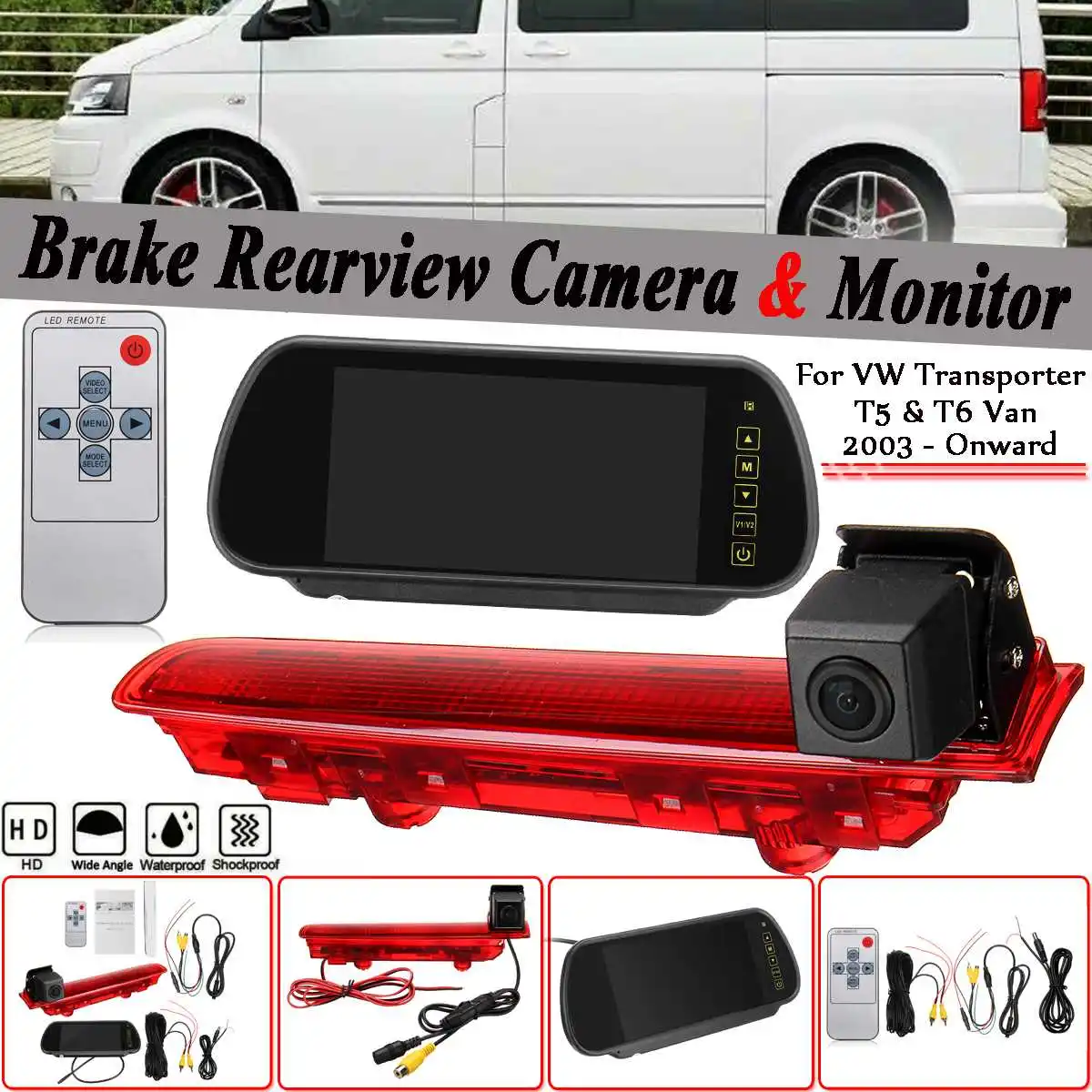 170° Brake Light Car Rearview Camera For VW Transporter T5&T6 Van 2003-UP Reversing High Level Brake Light Mounting Monitor
170° Brake Light Car Rearview Camera For VW Transporter T5&T6 Van 2003-UP Reversing High Level Brake Light Mounting Monitor