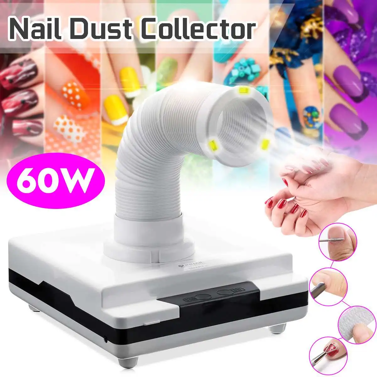 Collector Vacuum Fan Cleaner 60W LED Light 360 DIY Nail Salon Dust Manicure Machine US/EU/AU Plug 110-240V Polishing Care
Collector Vacuum Fan Cleaner 60W LED Light 360 DIY Nail Salon Dust Manicure Machine US/EU/AU Plug 110-240V Polishing Care