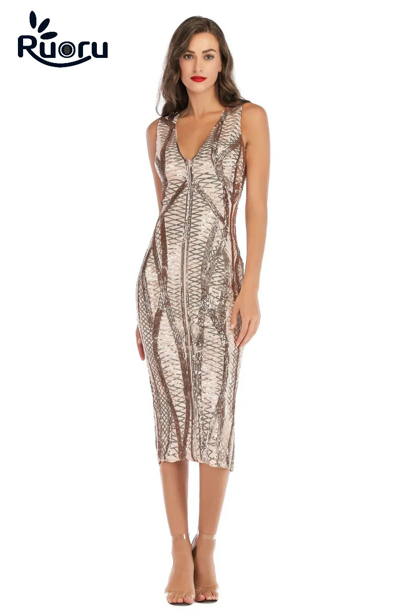 Ruoru Sexy Sequin V Neck Spring Party Dress Women Backless Lady Bodycon Dress Vestidos Festa Bandage Dress Black gold Club
Ruoru Sexy Sequin V Neck Spring Party Dress Women Backless Lady Bodycon Dress Vestidos Festa Bandage Dress Black gold Club