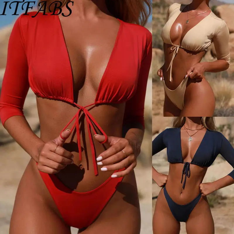 Sexy Women Long Sleeve Mesh Bikini Set Swimsuit Crop Tops Beach Bathing Suit Female Push Up Padded Swimwear Beachwear
Sexy Women Long Sleeve Mesh Bikini Set Swimsuit Crop Tops Beach Bathing Suit Female Push Up Padded Swimwear Beachwear