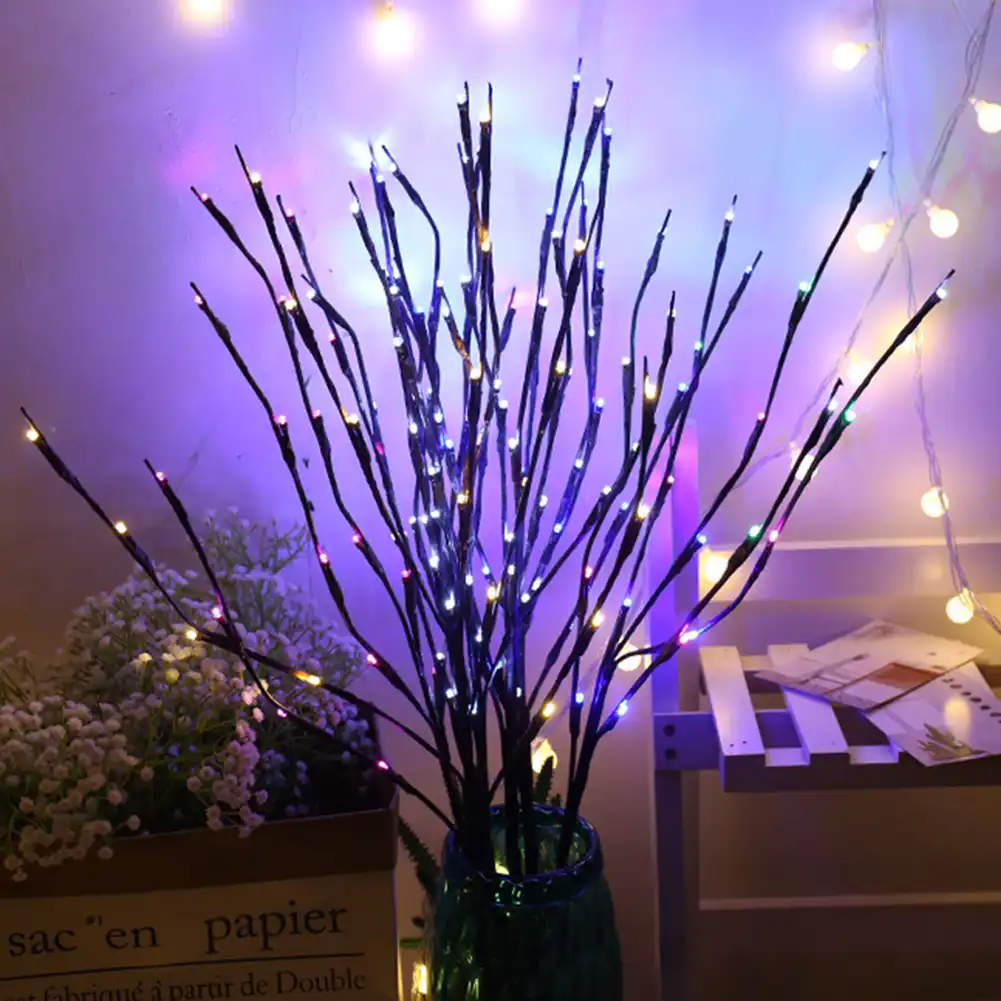 Led Willow Tree Branch Lamp Floral Night Lights 20 Led Vase Floral