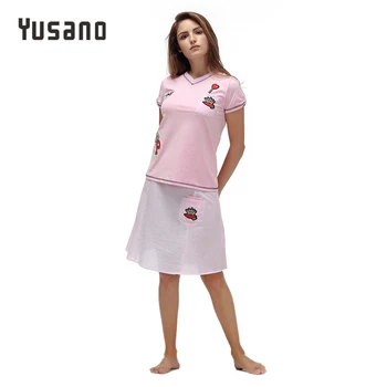 Yusano 2020 Nightdress Set Women Cotton Short Sleeve Embroidery Light Blue Pink Sleepwear Casual O-Neck Pocket Top+Shirt Unicorn
Yusano 2020 Nightdress Set Women Cotton Short Sleeve Embroidery Light Blue Pink Sleepwear Casual O-Neck Pocket Top+Shirt Unicorn