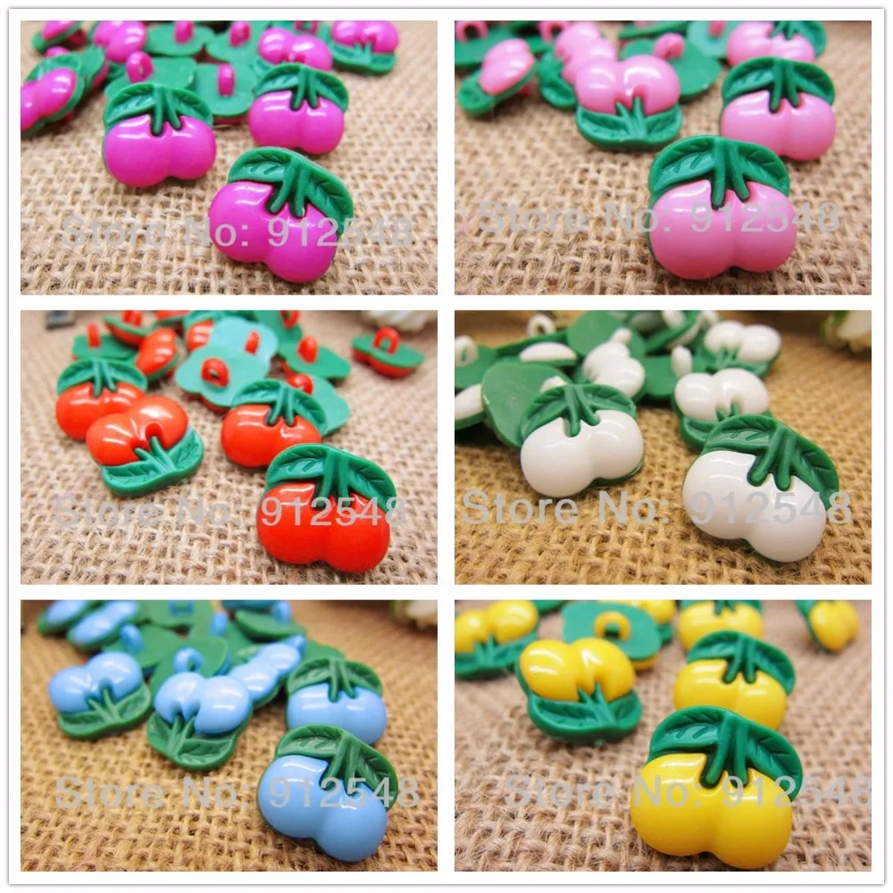 16MM Candy-colored cartoon cherry plastic buttons clothing accessories DIY handmade materials 50 pcs free shipping | Дом и сад