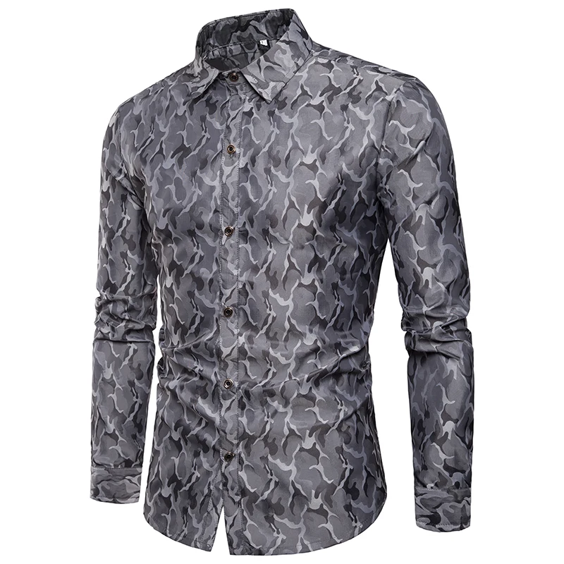 Мужская приталенная рубашка с длинным рукавом Camisa Masculina мужская для общественных