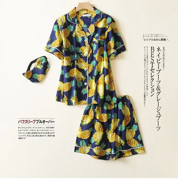 Summer 2019 Cute Pineapple Pajamas Korean Short Sleeved Shorts Pyjamas Women Cardigan Silk Suit Two-piece Home Wear Pijama Mujer
Summer 2019 Cute Pineapple Pajamas Korean Short Sleeved Shorts Pyjamas Women Cardigan Silk Suit Two-piece Home Wear Pijama Mujer