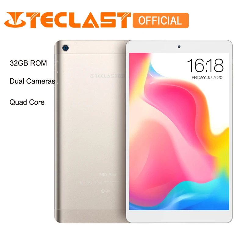 

Teclast P80 Pro Tablet 3GB RAM 32GB ROM Android 7.0 MTK8163 Quad Core 1.3GHz Dual WiFi GPS HDMI Dual Cameras 1920*1200 PC Gold