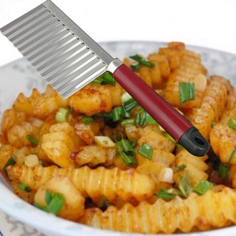 Stainless Steel Potato Sticks Tools Potato Dough Waves Crinkle Cutter Home Kitchen Chip Blade Handle Food Knife Cooking Tool
Stainless Steel Potato Sticks Tools Potato Dough Waves Crinkle Cutter Home Kitchen Chip Blade Handle Food Knife Cooking Tool