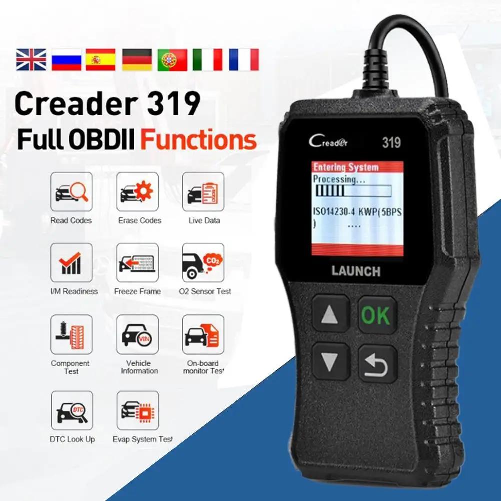 Launch X431 Creader 319 CR3001 Full OBD2 OBDII Code Reader Scan Tools OBD 2 CR319 Car Diagnostic tool PK AD310 ELM327 Scanner
Launch X431 Creader 319 CR3001 Full OBD2 OBDII Code Reader Scan Tools OBD 2 CR319 Car Diagnostic tool PK AD310 ELM327 Scanner