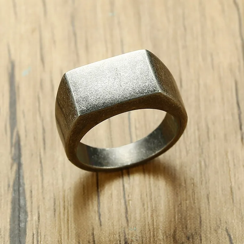 Oxidized Silver Flat Top Men's Signet Ring Square Band Stainless Steel Vintage Rustic Man Jewelry
Oxidized Silver Flat Top Men's Signet Ring Square Band Stainless Steel Vintage Rustic Man Jewelry