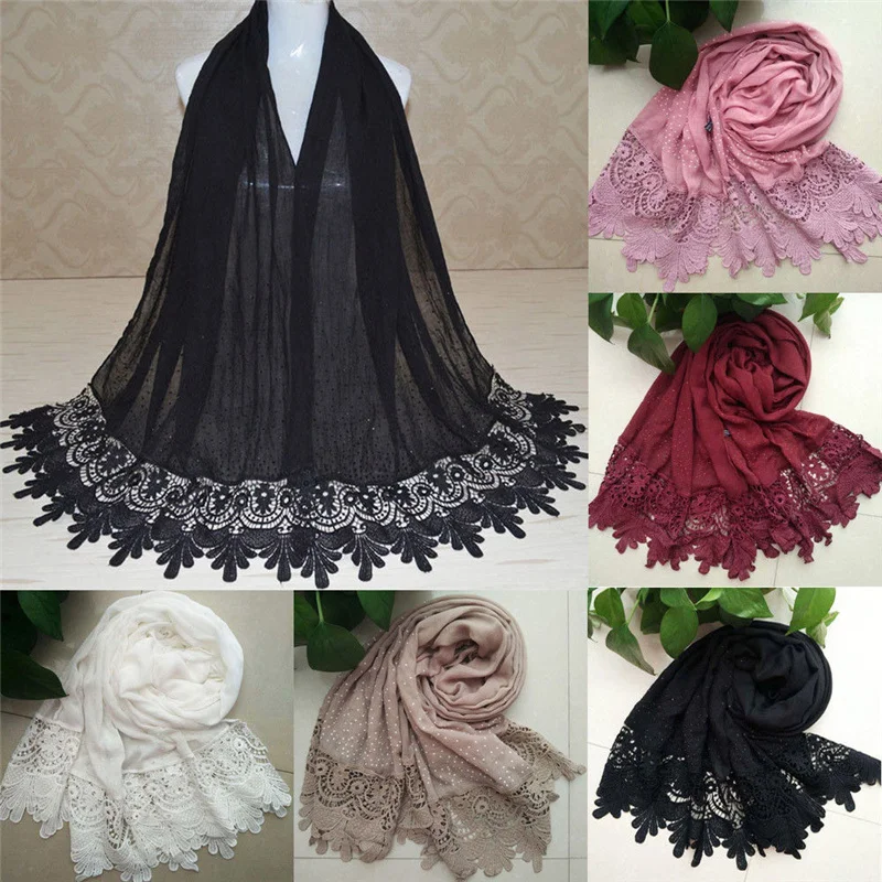 2019 New Women Muslim Headwear Lace Long Scarf Hijab Wrap Islamic Shawls Arab Scarves Cotton Swallowtail Lace Point Drill Scarf
2019 New Women Muslim Headwear Lace Long Scarf Hijab Wrap Islamic Shawls Arab Scarves Cotton Swallowtail Lace Point Drill Scarf
