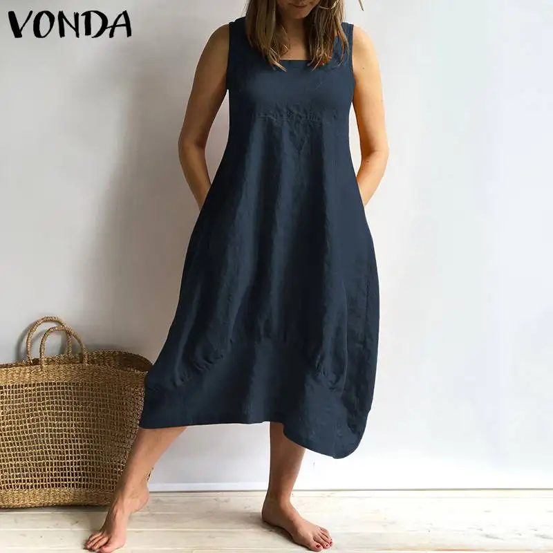 VONDA Women Sexy Sleeveless Dress 2019 Summer Vintage Cotton Square Neck Solid Dresses Casual Loose Mid Calf Vestidos Plus Size
VONDA Women Sexy Sleeveless Dress 2019 Summer Vintage Cotton Square Neck Solid Dresses Casual Loose Mid Calf Vestidos Plus Size