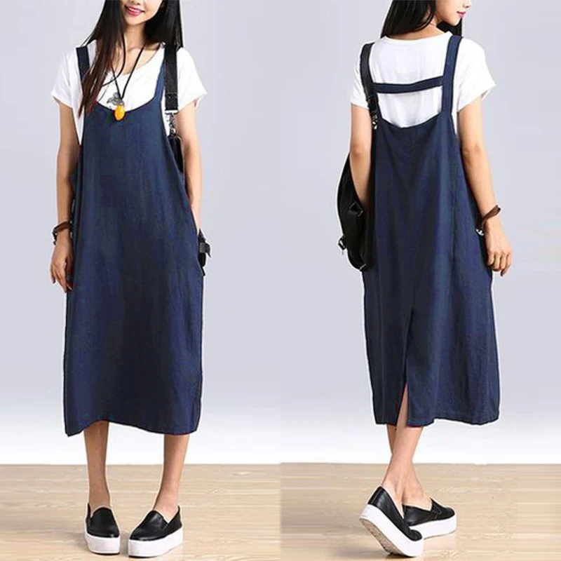 Vintage Strap Dress ZANZEA 2019 Women's Baggy Sundress Female Mid Calf Vestido Plus Size Split Summer Linen Robe Femme Oversized
Vintage Strap Dress ZANZEA 2019 Women's Baggy Sundress Female Mid Calf Vestido Plus Size Split Summer Linen Robe Femme Oversized