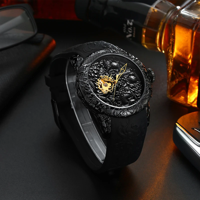 MEGALITH Fashion Gold Dragon Sculpture Automatic Mechanical Men Watch Waterproof Silicone Strap Watch Wristwatch Relojes Hombre
MEGALITH Fashion Gold Dragon Sculpture Automatic Mechanical Men Watch Waterproof Silicone Strap Watch Wristwatch Relojes Hombre