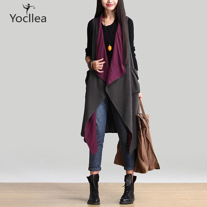 Spring Autumn Sleeveless Vests Women Reversible wear vest coat Casual Vest Long Overcoat Plus size Open stitch Outerwear DM27
Spring Autumn Sleeveless Vests Women Reversible wear vest coat Casual Vest Long Overcoat Plus size Open stitch Outerwear DM27