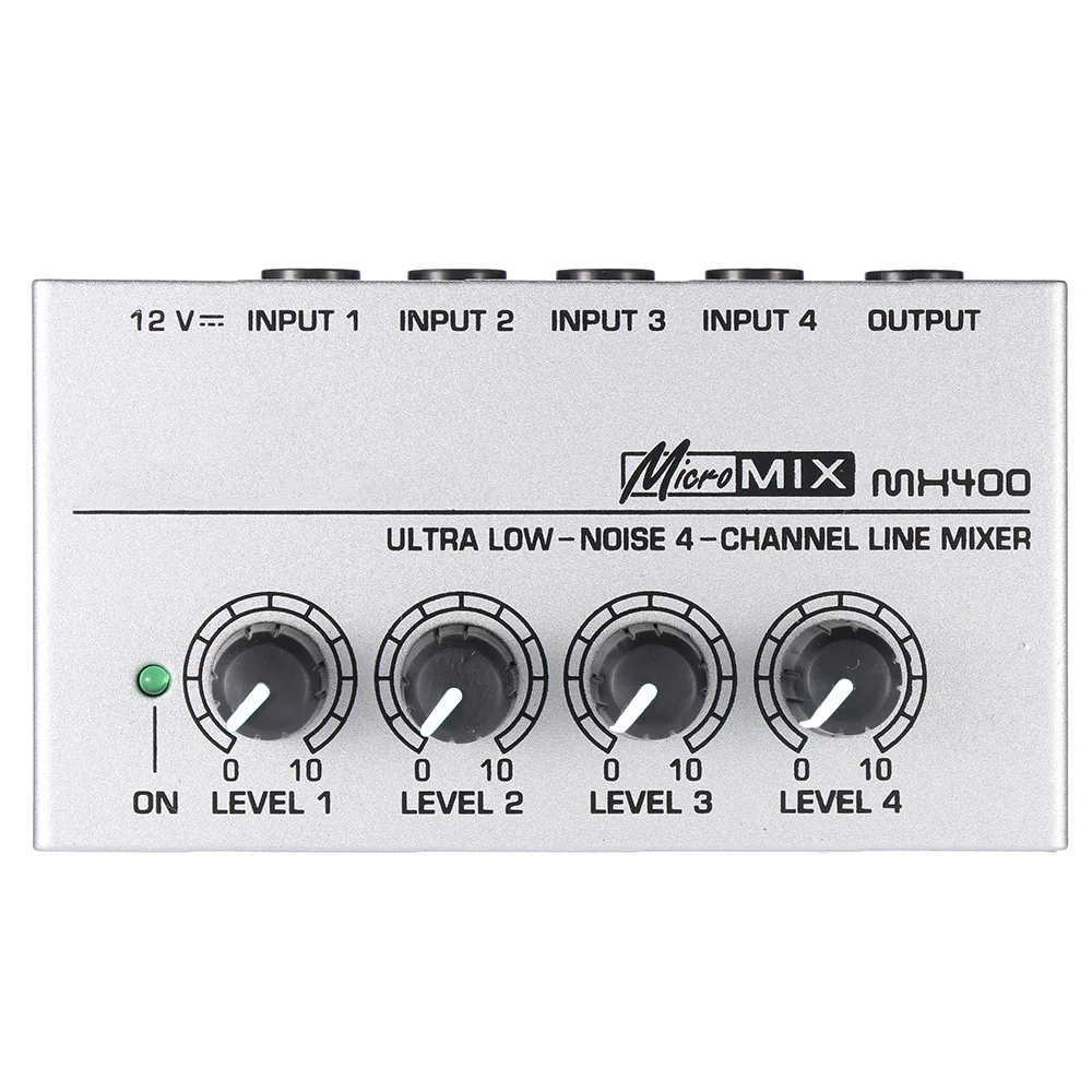 MX400 Sound Mixer Ultra-compact Low Noise 4 Channels Line Mono Audio Mixer with Power Adapter
MX400 Sound Mixer Ultra-compact Low Noise 4 Channels Line Mono Audio Mixer with Power Adapter