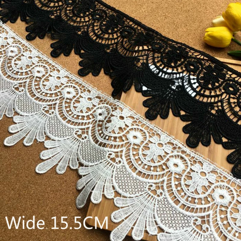15.5CM Wide White Black Water Soluble Tulle Lace Embroidered Collar Appliques Trim Ribbon Sewing Curtain Scarf Dress DIY Crafts
15.5CM Wide White Black Water Soluble Tulle Lace Embroidered Collar Appliques Trim Ribbon Sewing Curtain Scarf Dress DIY Crafts