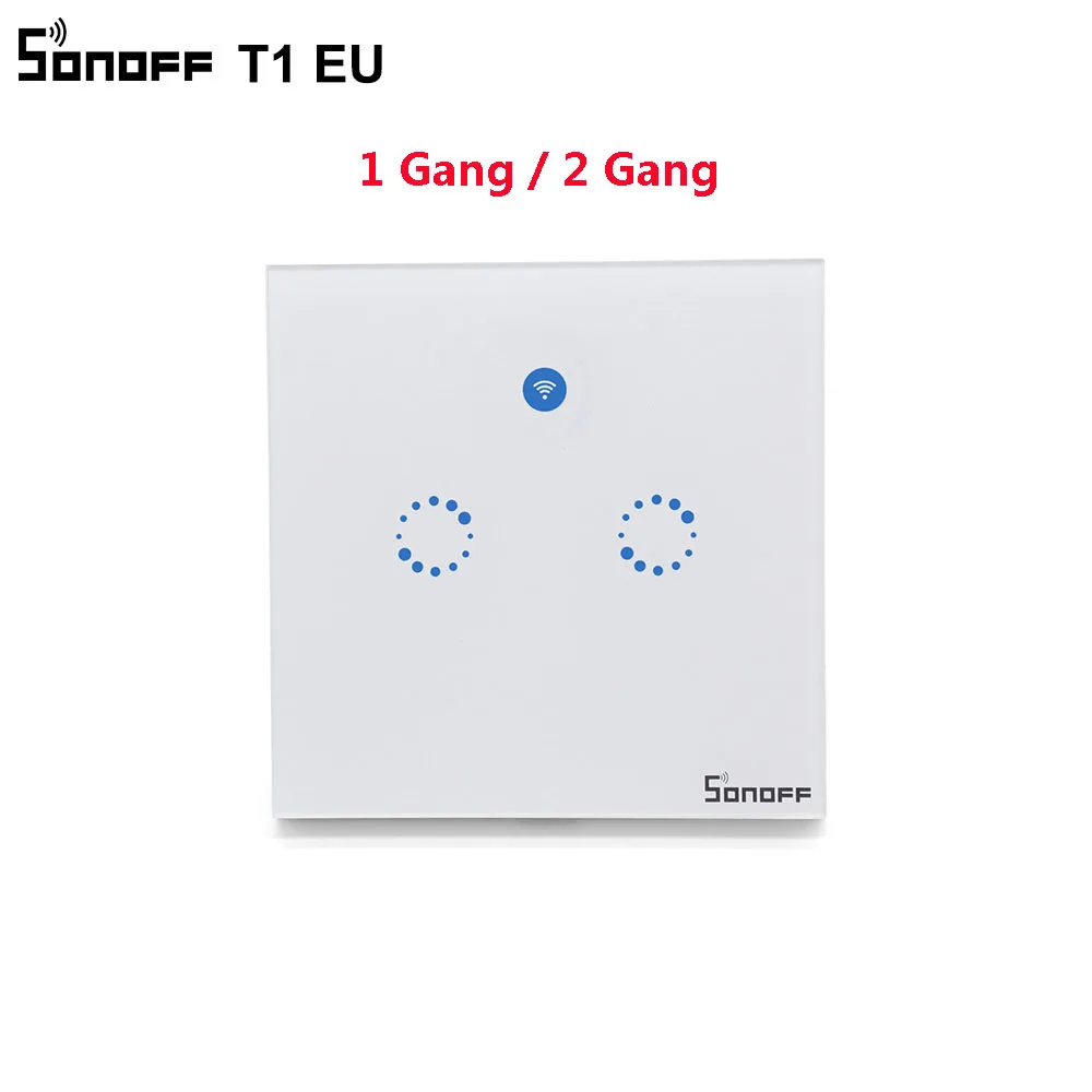 Sonoff T1 смарт Wifi настенный сенсорный выключатель света 1-2 Gang Touch/WiFi/433 RF/APP умный
