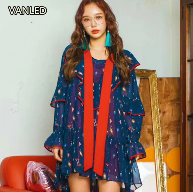 Sweet Printing Lotus Long Sleeve Dress Women Spring Ruffles Casual Chiffon Dress
Sweet Printing Lotus Long Sleeve Dress Women Spring Ruffles Casual Chiffon Dress