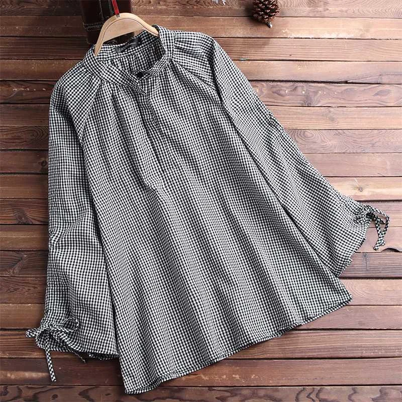 ZANZEA Plus Size Women Button Down Blouse 2019 Ladies Vintage Check Shirt Long Flare Sleeve Pleated Blusas Casual Loose Chemise
ZANZEA Plus Size Women Button Down Blouse 2019 Ladies Vintage Check Shirt Long Flare Sleeve Pleated Blusas Casual Loose Chemise